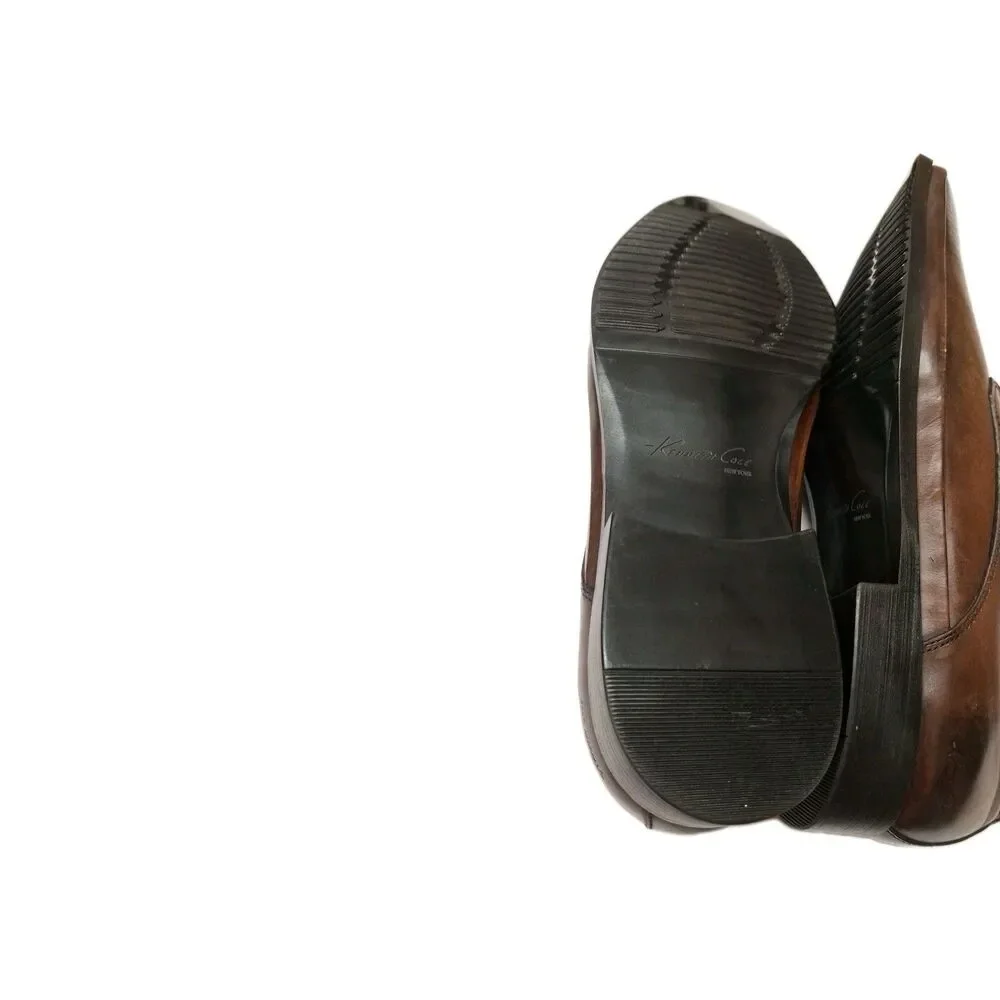 Kenneth Cole New York Derby Set Your Clock Brown Leather Round Toe Shoes Sz 10.5